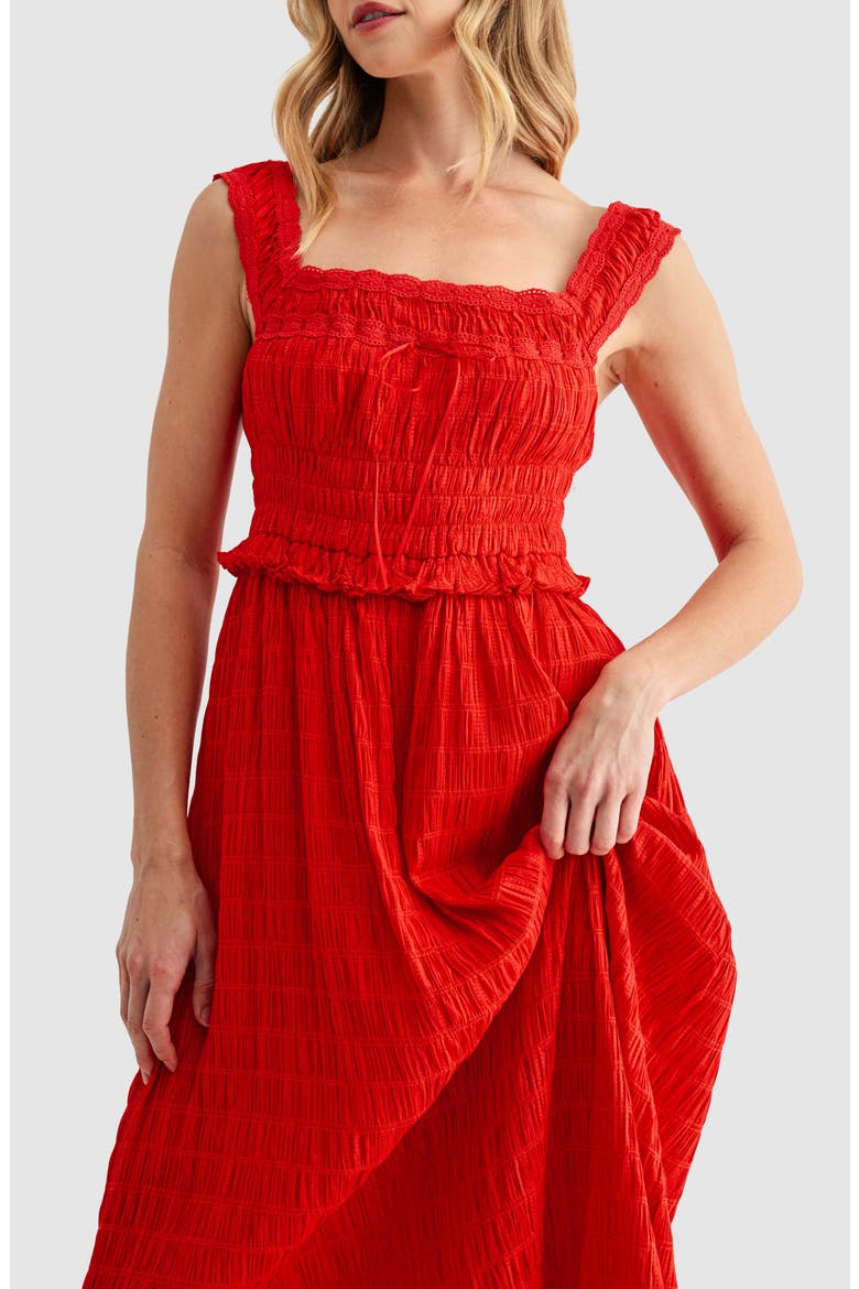 Square Neck Midi Dress, Alternate, color, RED