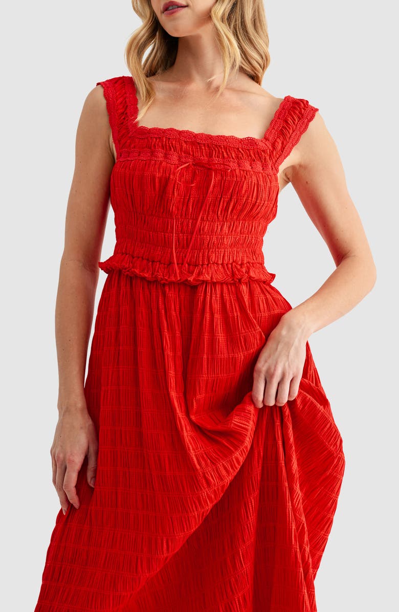 Lush Square Neck Midi Dress, Alternate, color, Red