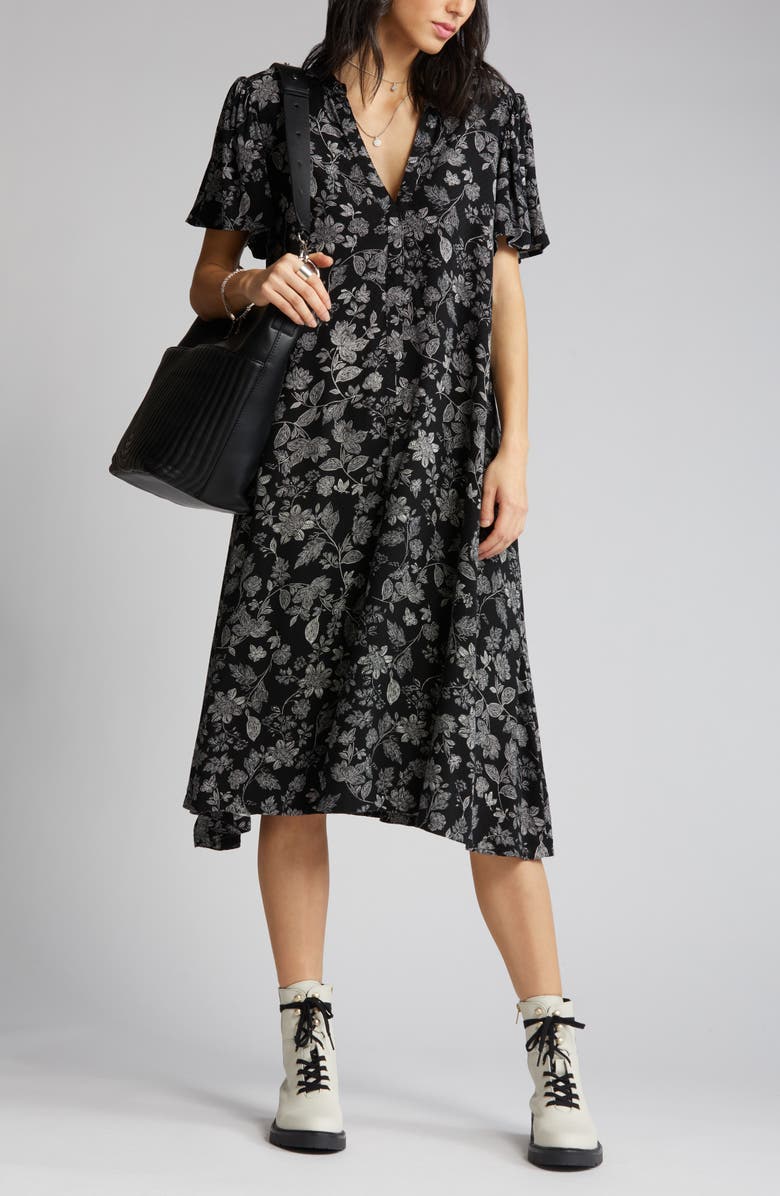 Treasure & Bond Floral Print Dress, Main, color, 