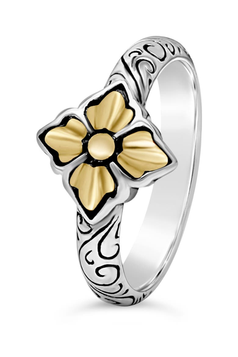 Maple Leaf Ring in Sterling Silver and 18K Gold Accents, Alternate, color, Silver