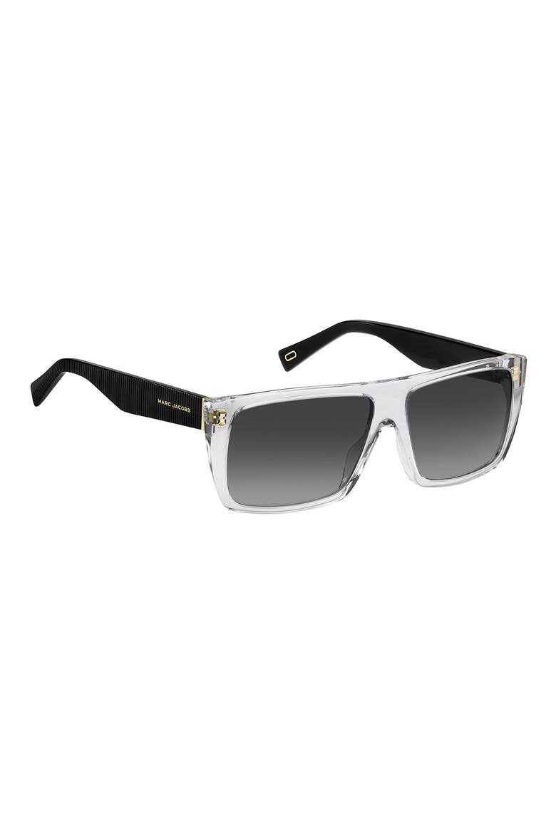 Gender Inclusive Marc Icon 57mm Gradient Flat Top Rectangular Sunglasses, Alternate, color, CRYSTAL BLACK