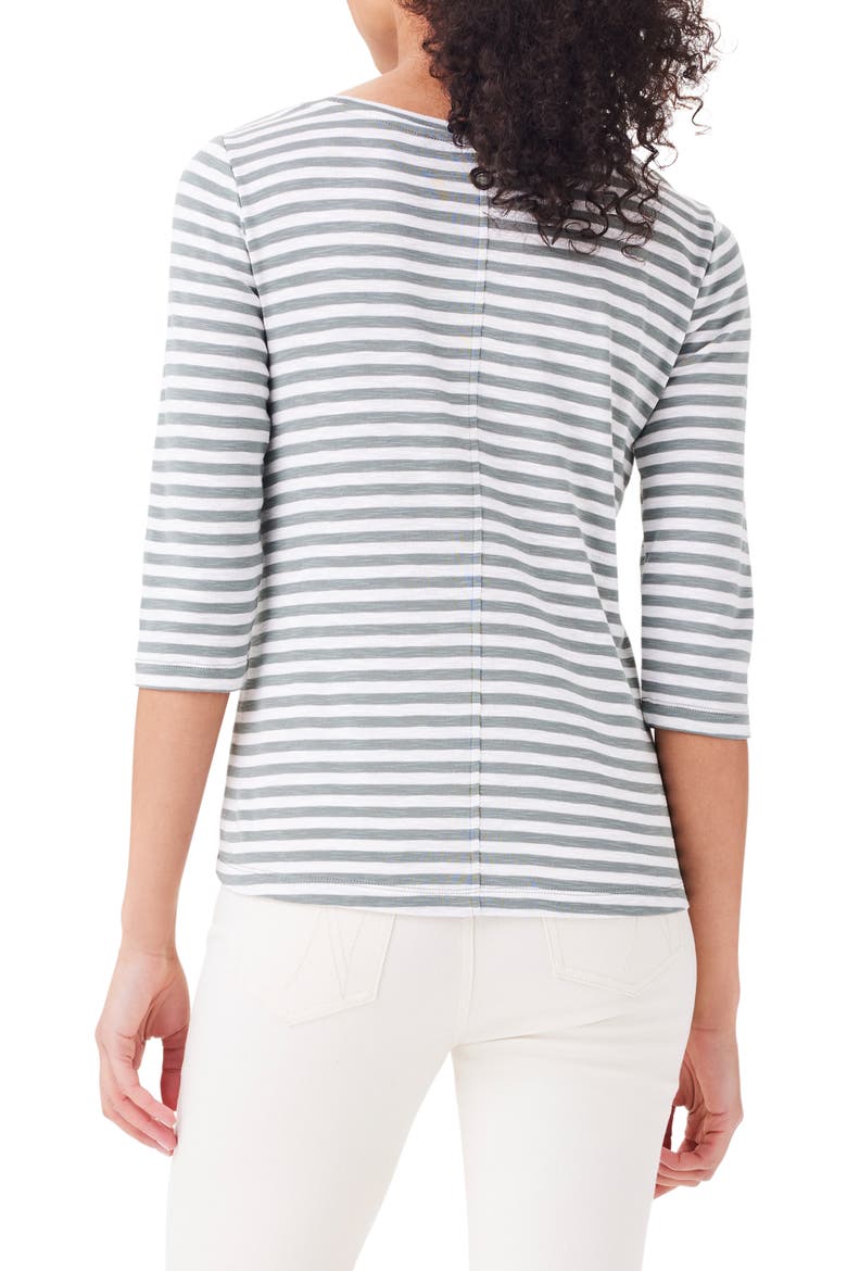 Stripe Boat Neck Cotton T-Shirt, Alternate, color, GREEN MULTI