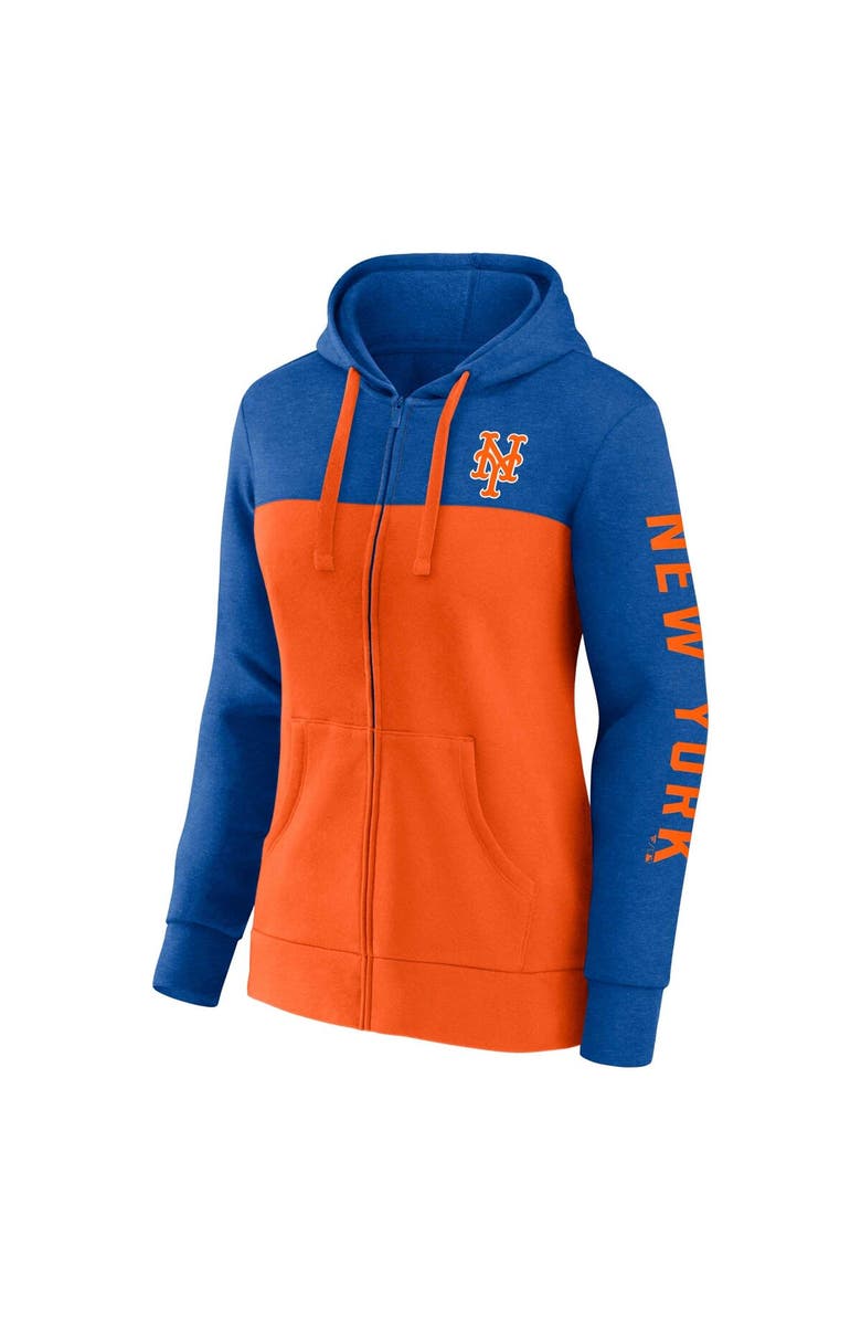 FANATICS Women's Fanatics Branded Heather Royal/Orange New York Mets City Ties Hoodie Full-Zip Sweatshirt, Alternate, color, 