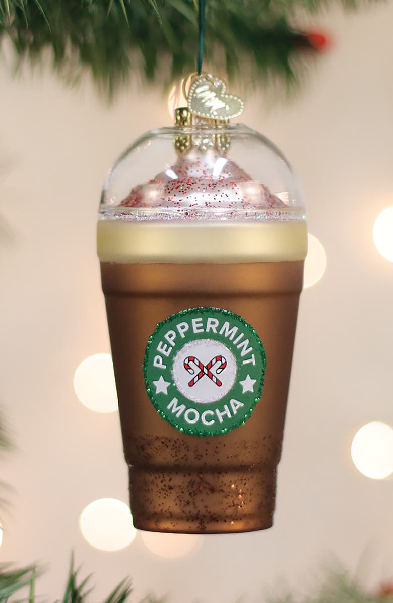 Old World Christmas Peppermint Mocha Glass Ornament, Alternate, color, Brown/White/Green