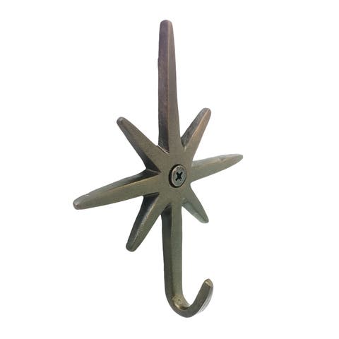 Wall Hook Starburst Wall Hook Star Design, Rustic, Wall, Entryway, Metal, Green, Home Organization, Year-Round