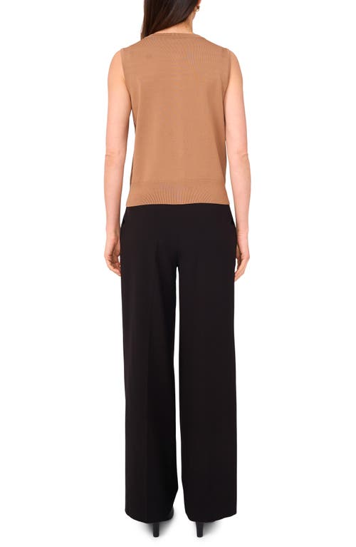 Vince Camuto Crewneck Button-up Sweater Vest In Brown