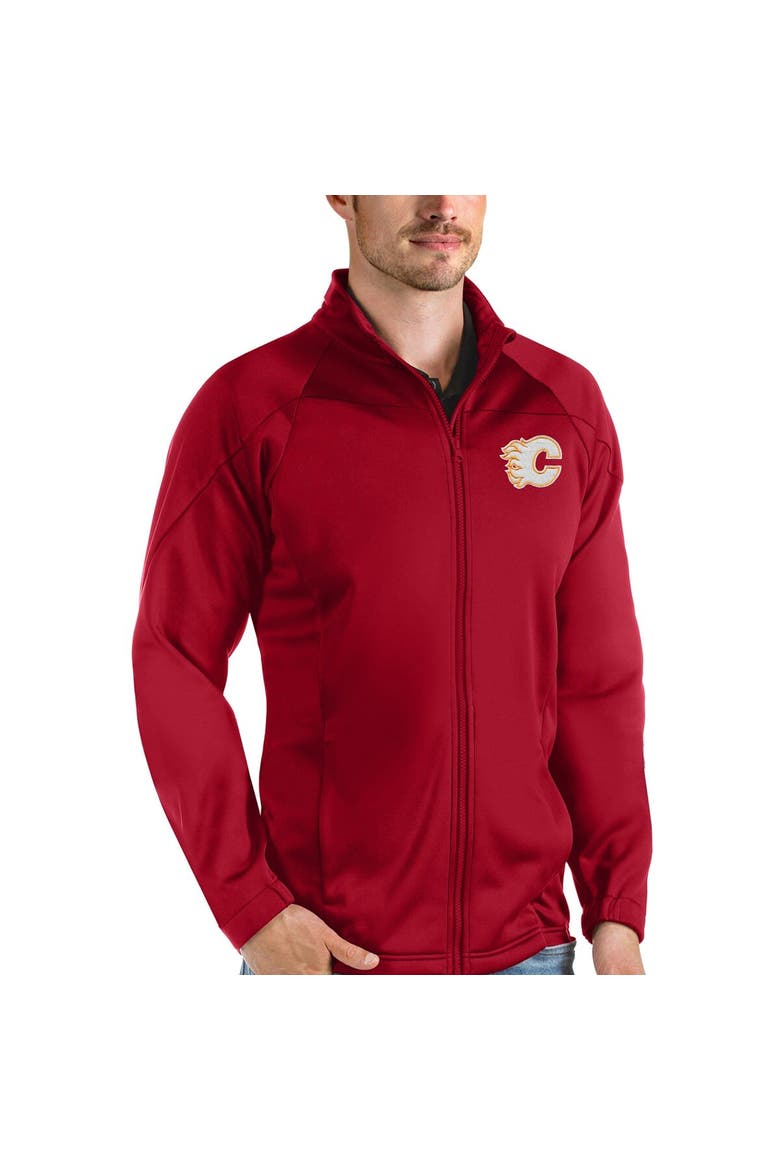 Men's Antigua Red Calgary Flames Links Full-Zip Golf Jacket, Alternate, color, Burgundy