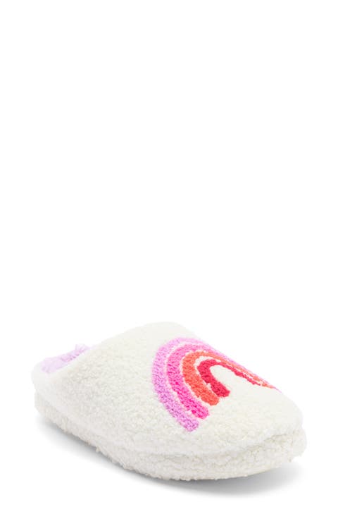 Faux Shearling Rainbow Clog Slipper (Women)