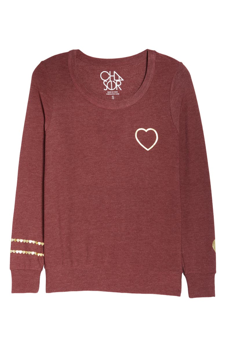 Chaser Cozy Knit Golden Heart Sweatshirt, Alternate, color,