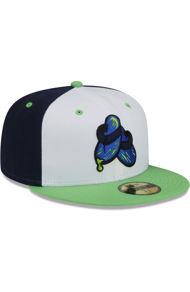 New Era Men's New Era White/Green Durham Bulls Shower Shoes Theme Night 59FIFTY Fitted Hat, Alternate, color, 
