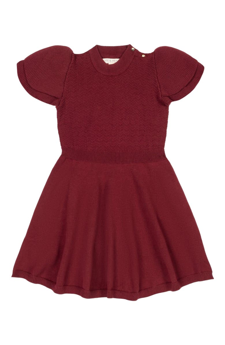 Hope & Henry Girls' Organic Flutter Sleeve Sweater Dress, Kids, Main, color, 