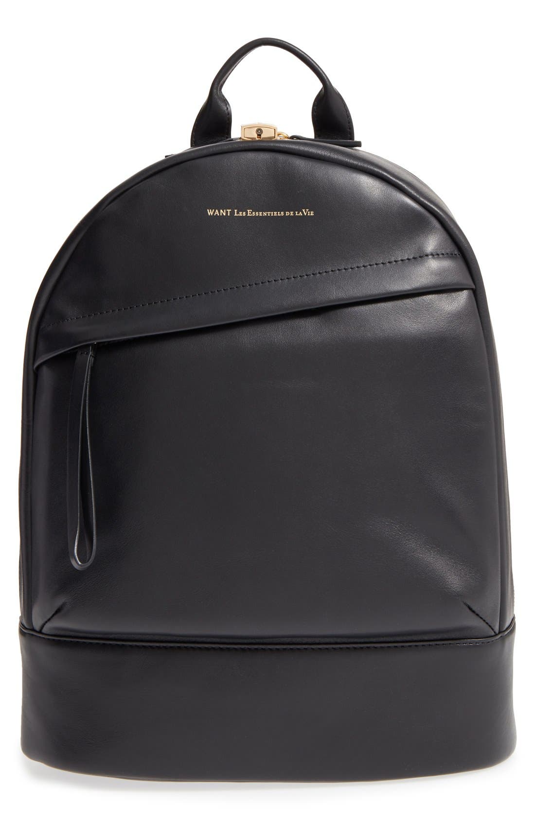 WANT Les Essentiels 'Piper' Leather Backpack, Main, color, Jet Black