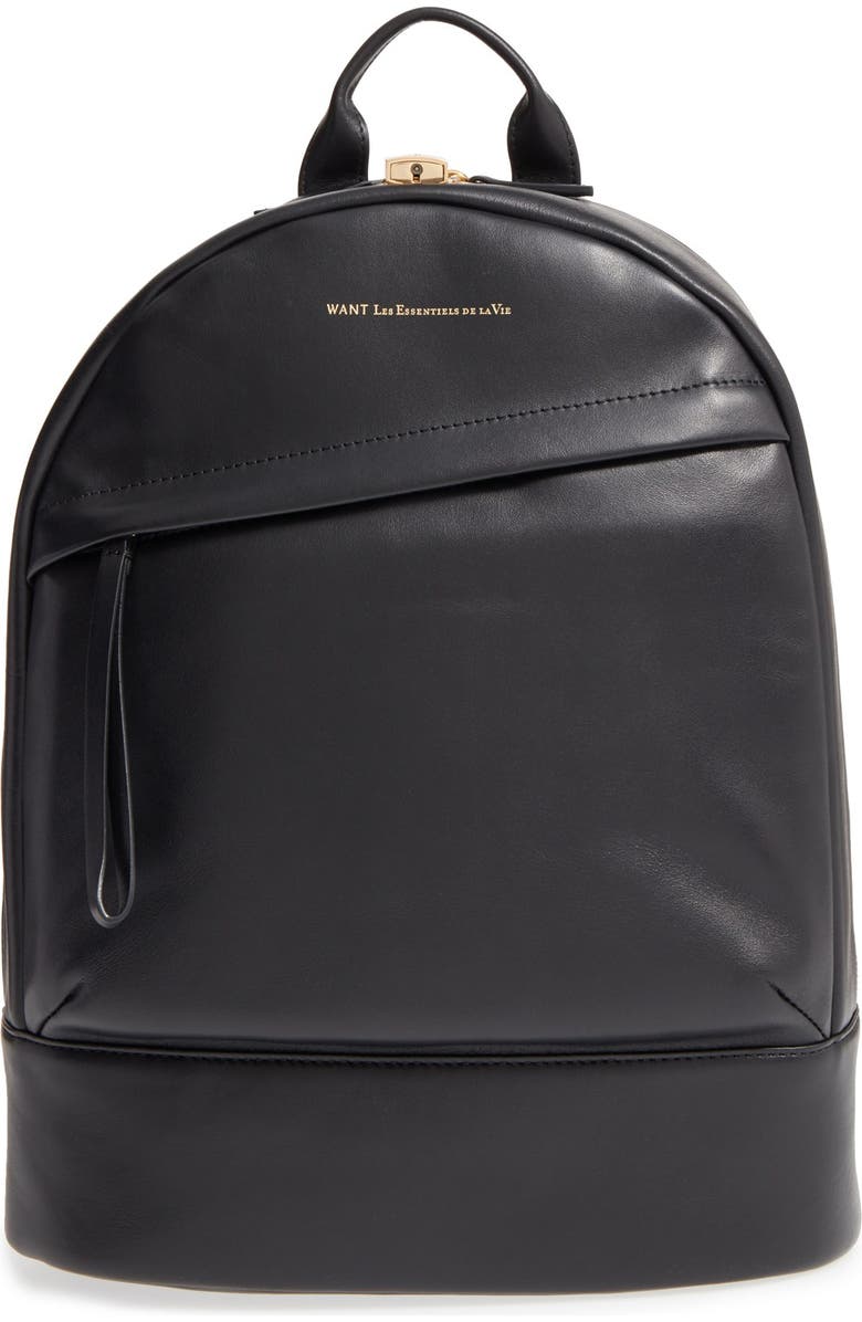 WANT Les Essentiels 'Piper' Leather Backpack, Main, color, Jet Black