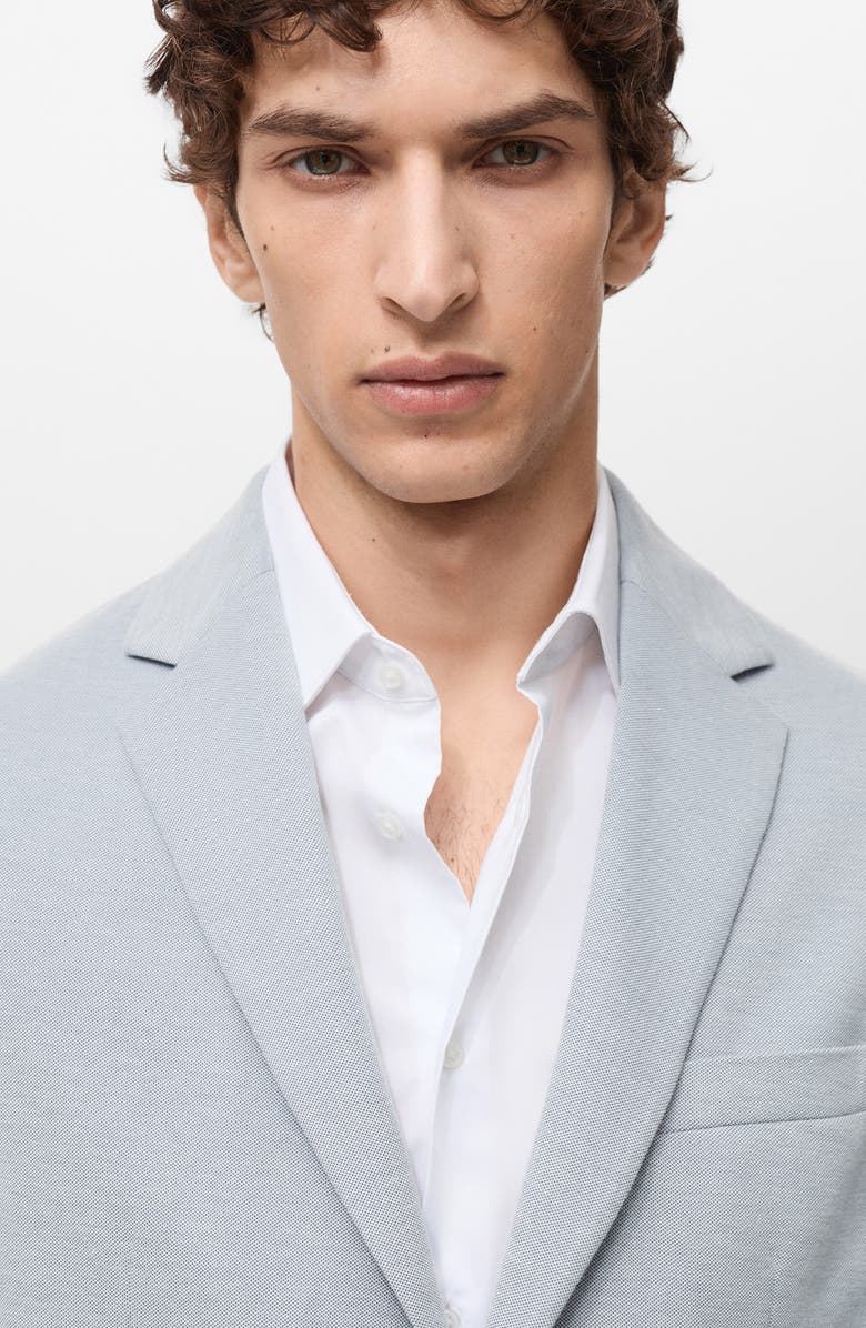 MANGO Slim Fit Textured Cotton Blend Sport Coat, Alternate, color, Sky Blue