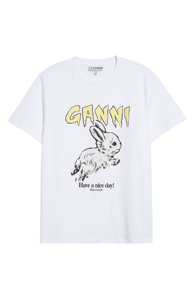 Ganni Bunny Organic Cotton Graphic T-Shirt, Alternate, color, 