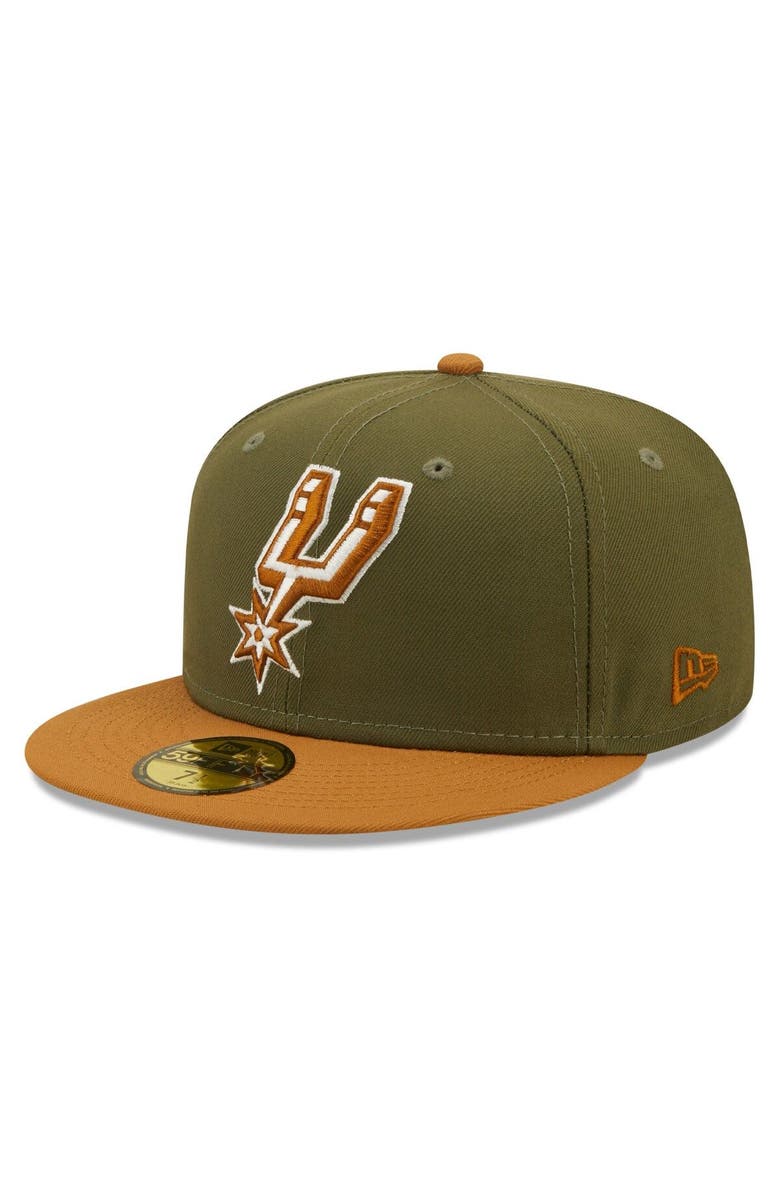 New Era Men's New Era Olive/Orange San Antonio Spurs Two-Tone 59FIFTY Fitted Hat, Alternate, color,