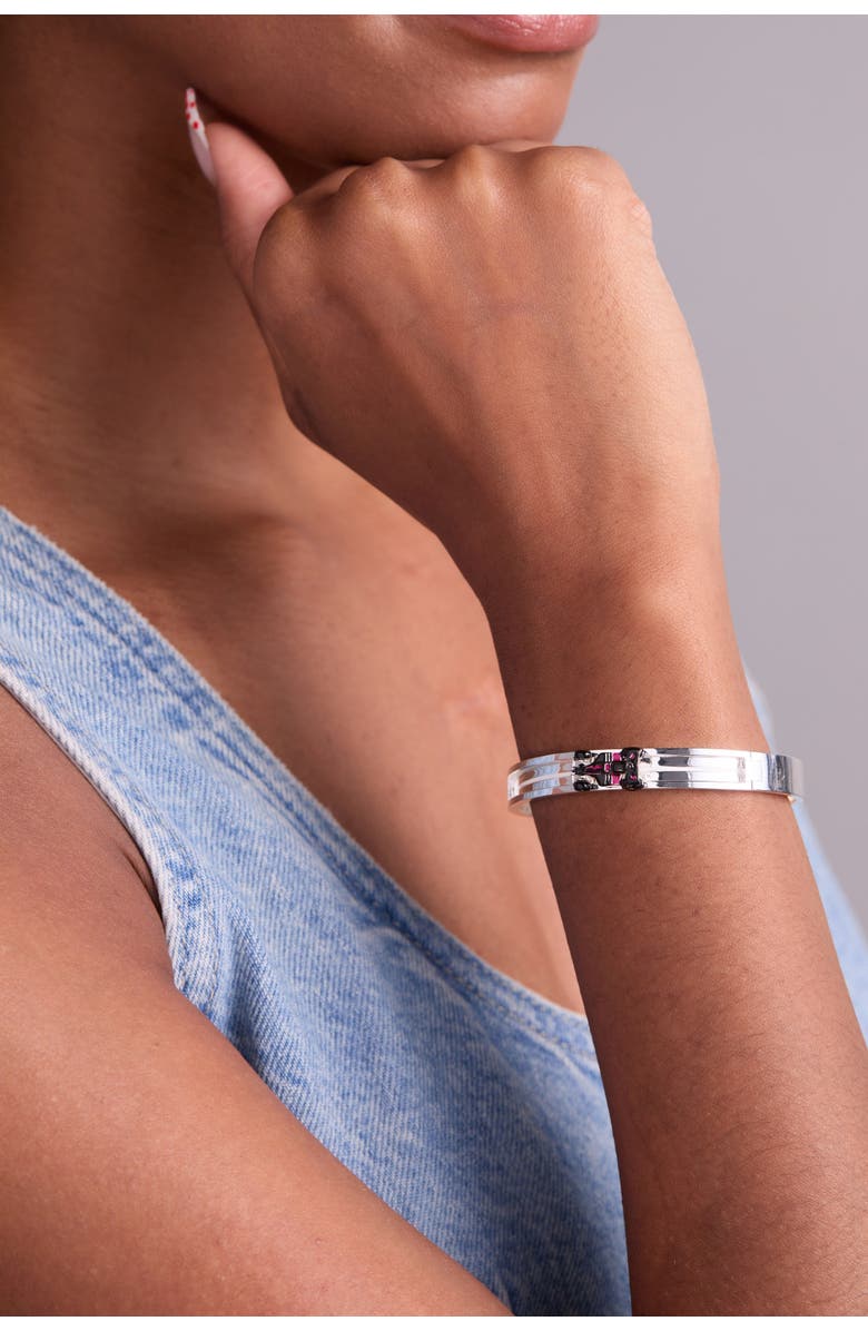 Alex and Ani Hot Wheels Moveable Racecar Hinge Bangle, Alternate, color, Silver