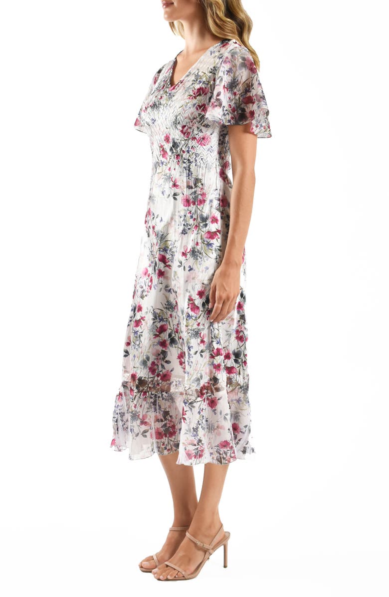 Komarov Charmeuse & Chiffon Cocktail Dress, Alternate, color, Wildflower Fields