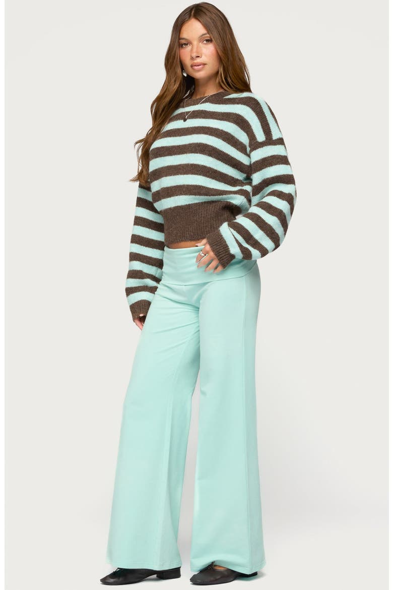 Penelope Fuzzy Striped Sweater, Alternate, color, LIGHT-BLUE-AND-BROWN