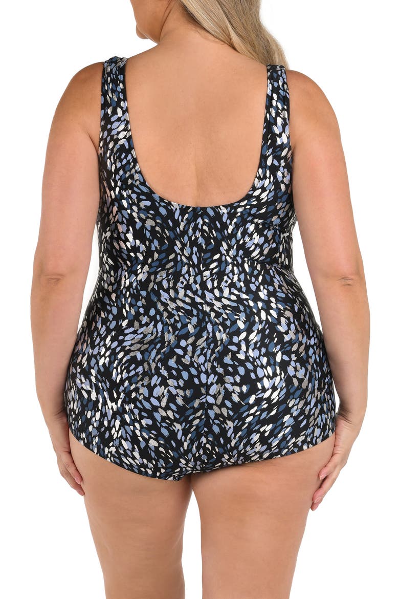 Shirred Girl Leg One-Piece Swimsuit, Alternate, color, BLACK