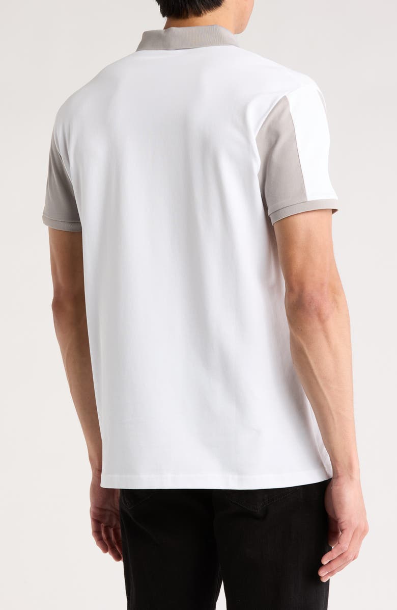 T.R. PREMIUM Slim Fit Stretch Cotton Quarter Zip Polo, Alternate, color, White