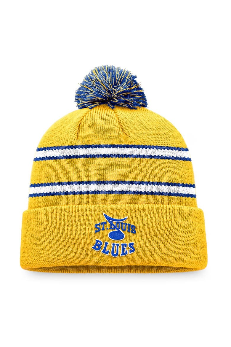 Men's Fanatics Branded  Blue St. Louis Blues Special Edition 2.0 Cuffed Knit Hat with Pom, Main, color, Gold