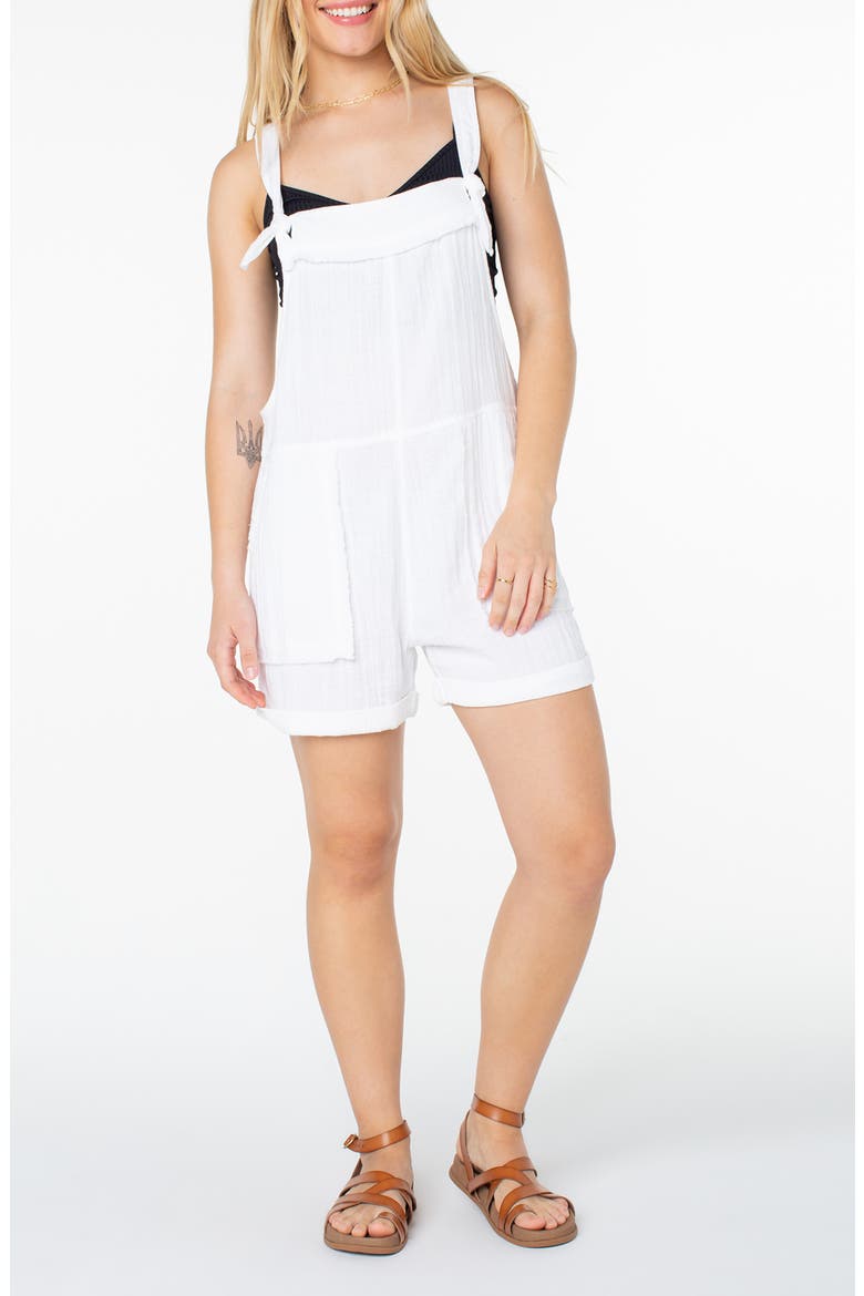 Sundown Dive Cotton Gauze Short Overalls, Main, color, SNOW WHITE SOLID