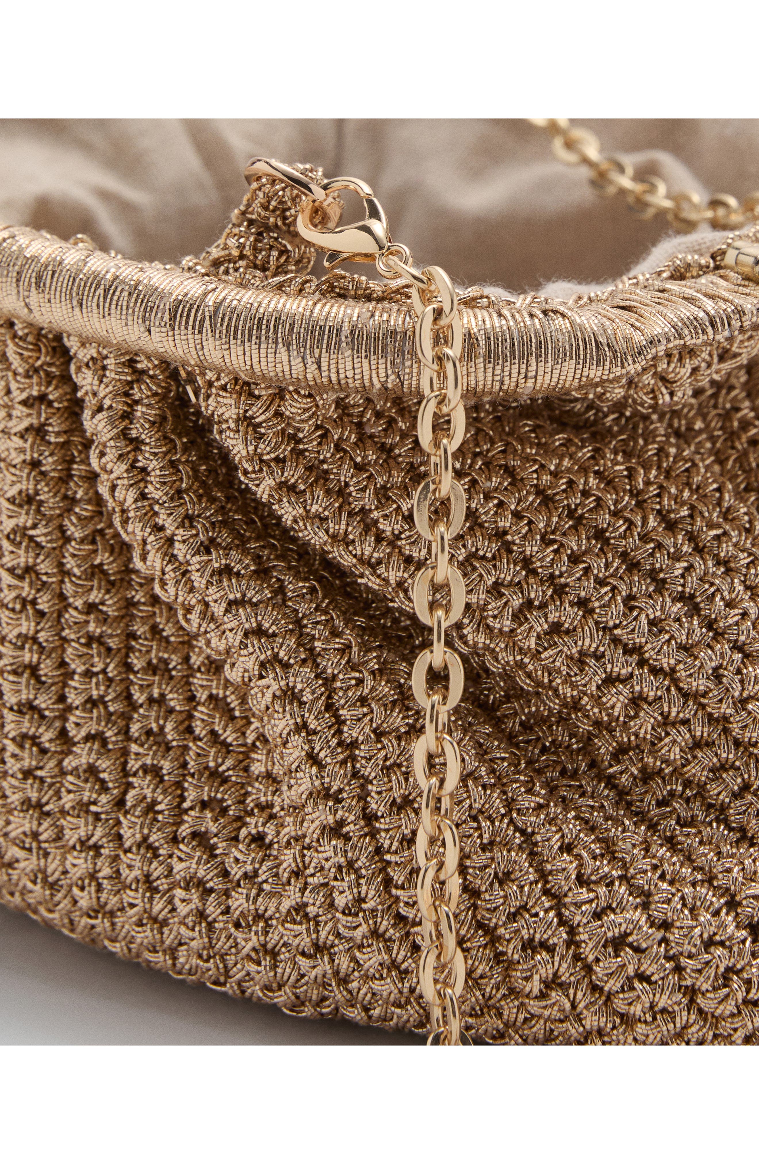 MANGO Beaded Clutch Bag with Removable Chain Strap, Alternate, color, 