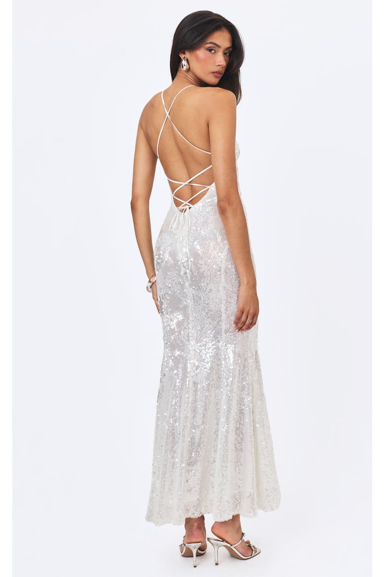 Cameron White Sequin Scoop Neck Mermaid Maxi Dress, Main, color, White