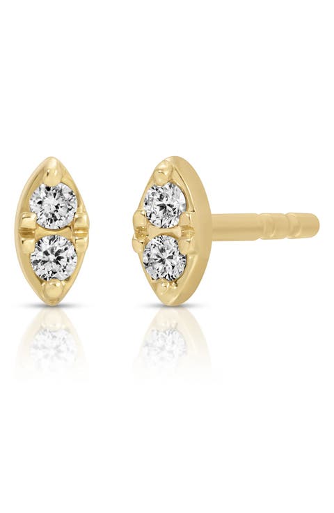 Marquise Diamond 14k Gold Stud Earrings