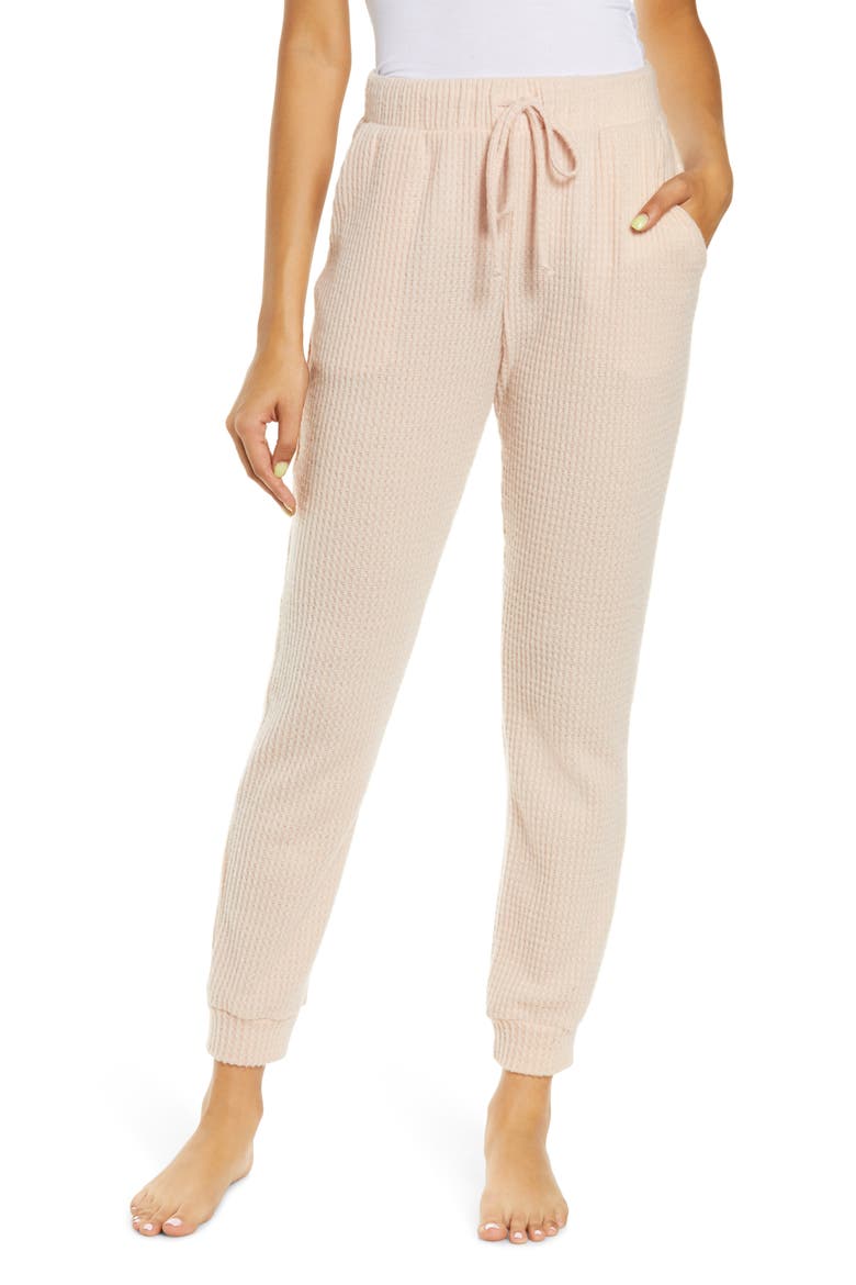 Waffle Knit Joggers, Main, color, DUSTY PEACH