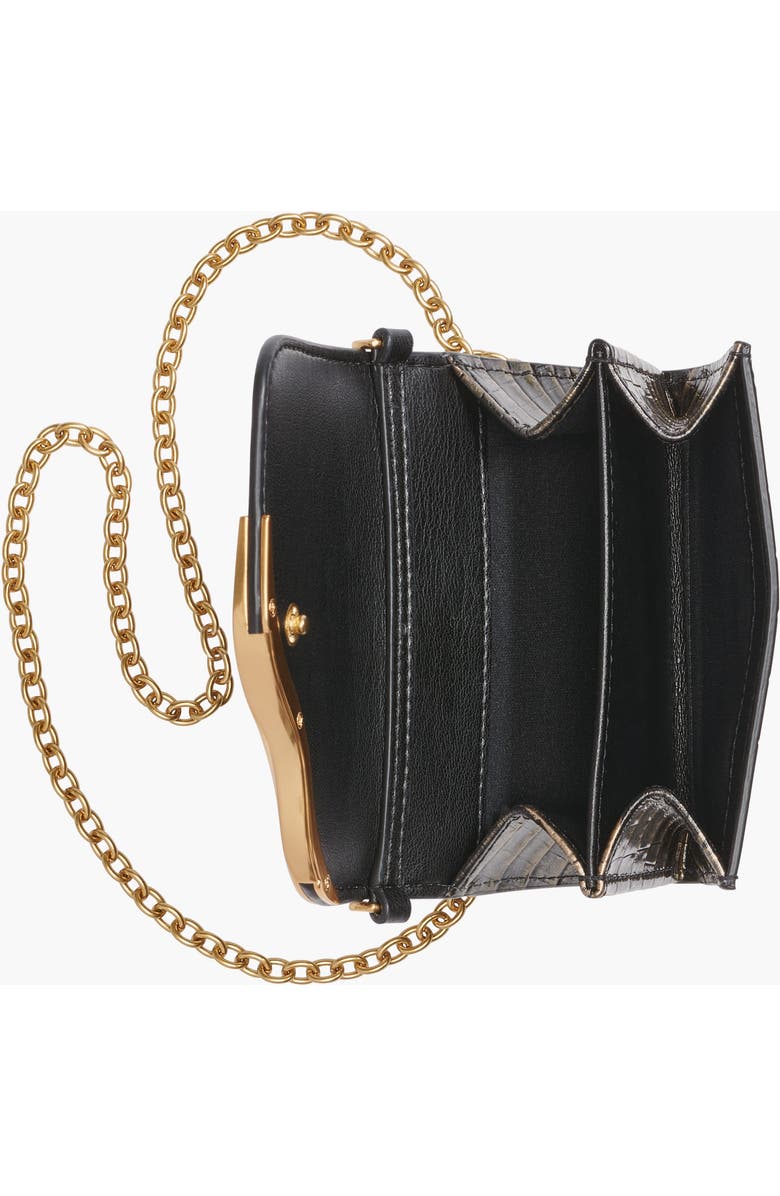 Donna Karan New York Malverne Metallic Croco Wallet On String, Alternate, color, Black/Gold