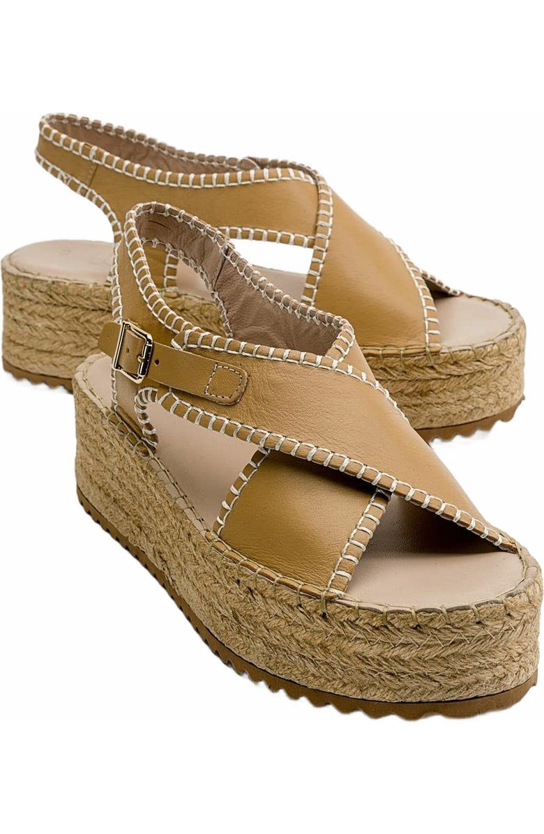 Forever & Always Shoes Bellezza Leather Platform Sandal, Main, color, Dark Beige Leather