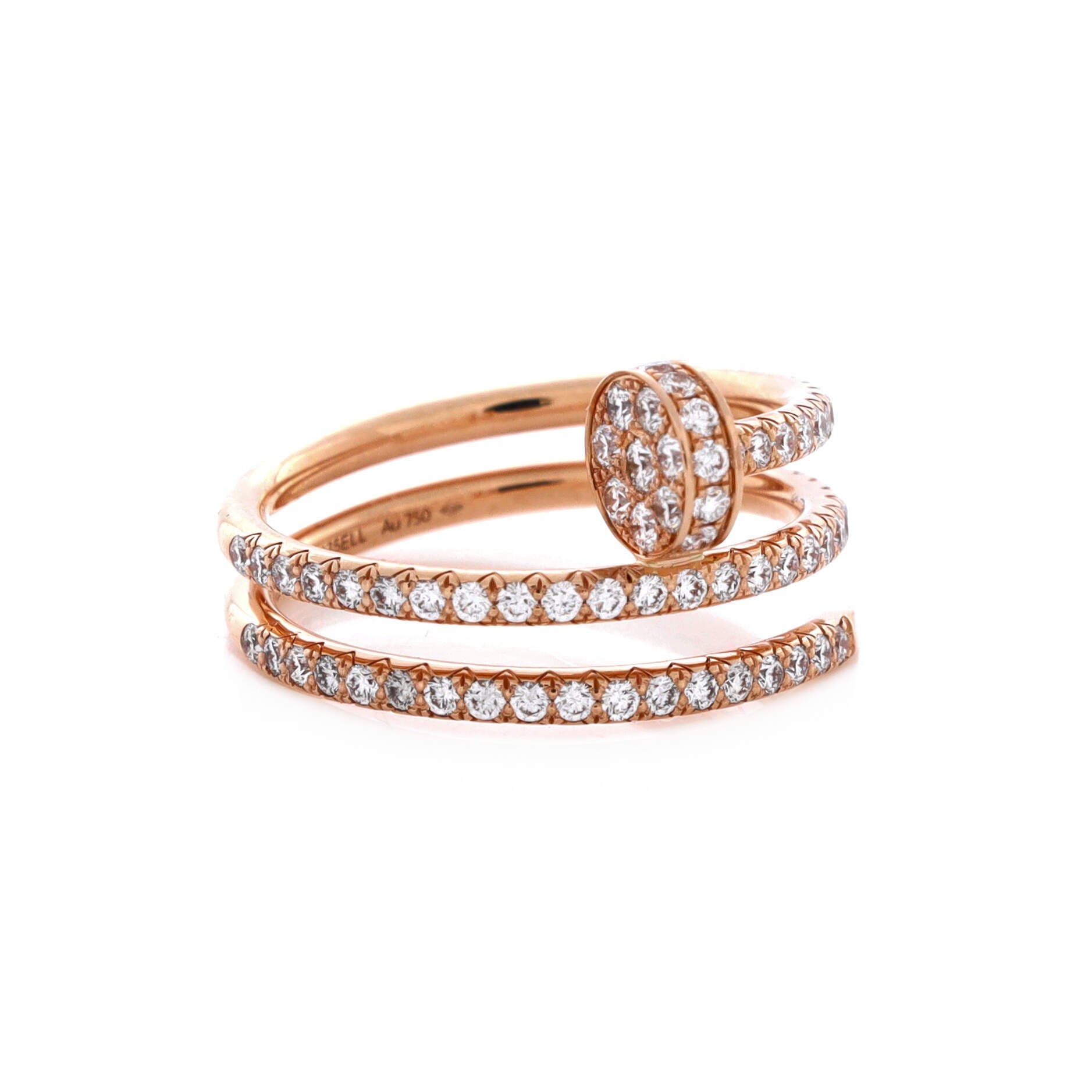 Juste un Clou Paved Double Ring 18K Rose Gold and Diamonds Small, Alternate, color, Metallic Gold