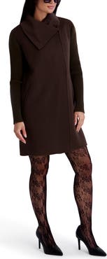 Kenneth Cole New York Rib Sleeve Mixed Media Coat