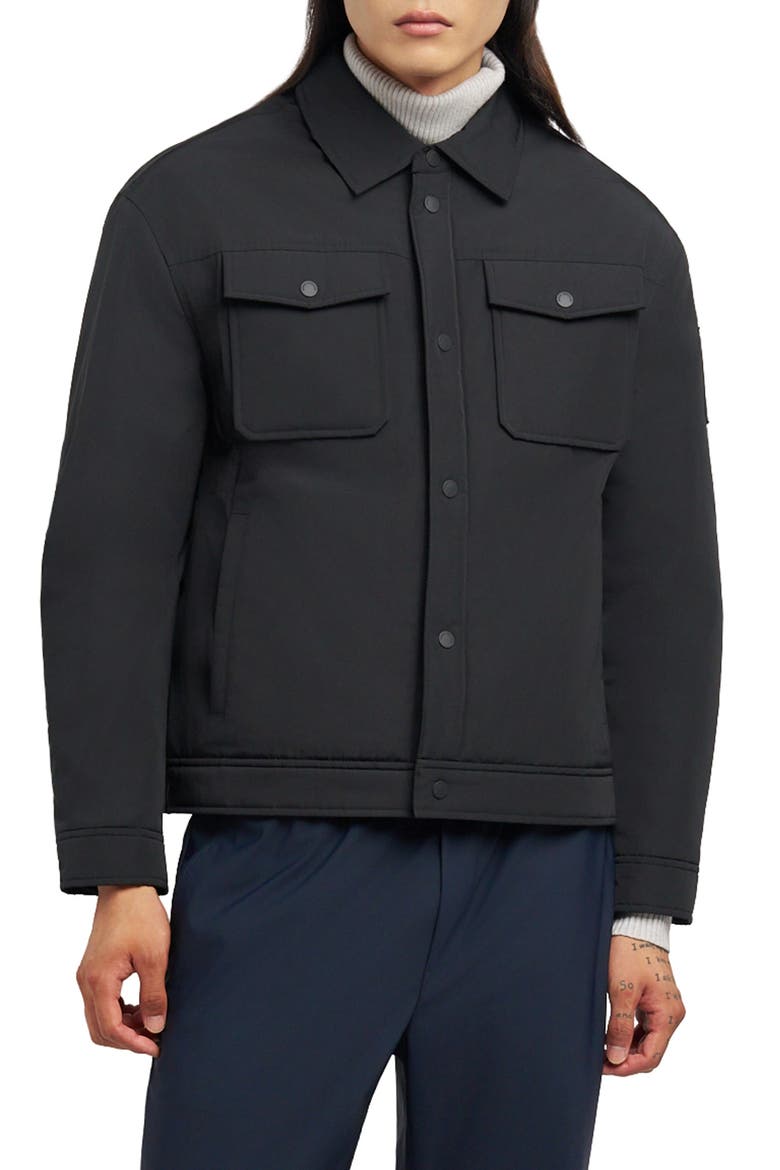 Jacque Bunny Water Resistant Faux Fur Lined Shirt Jacket, Main, color, BLACK