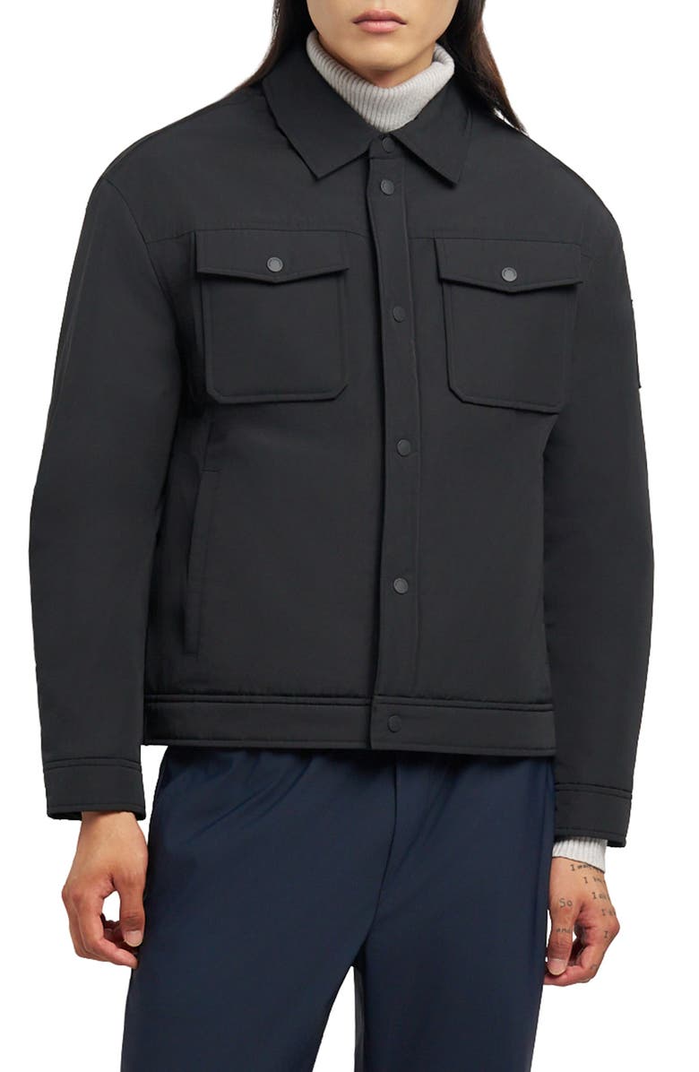 Moose Knuckles Jacque Bunny Water Resistant Faux Fur Lined Shirt Jacket, Main, color, Black