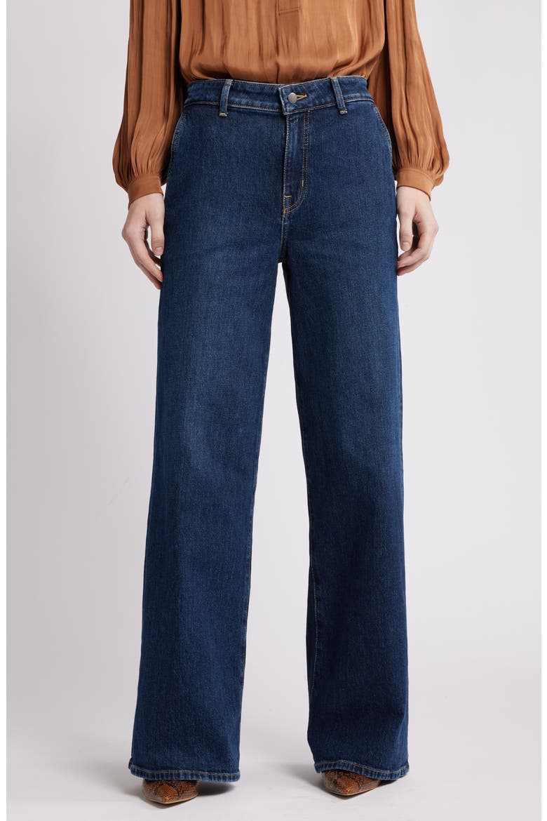 High Waist Wide Leg Jeans, Main, color, DARK BLUE WASH