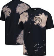 New Era Men's New Era Black New York Knicks Injection Bleached Out Raw Edge Oversized T-Shirt