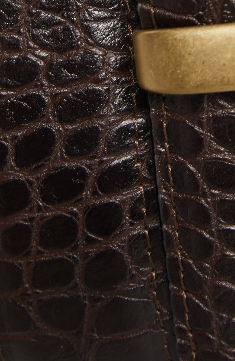 Noah Croc Embossed Metal Tip Leather Belt, Alternate, color, Brown