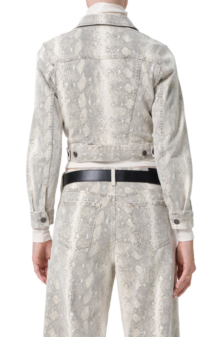 Charisse Shrunken Denim Jacket, Alternate, color, PYTHON SNAKE P