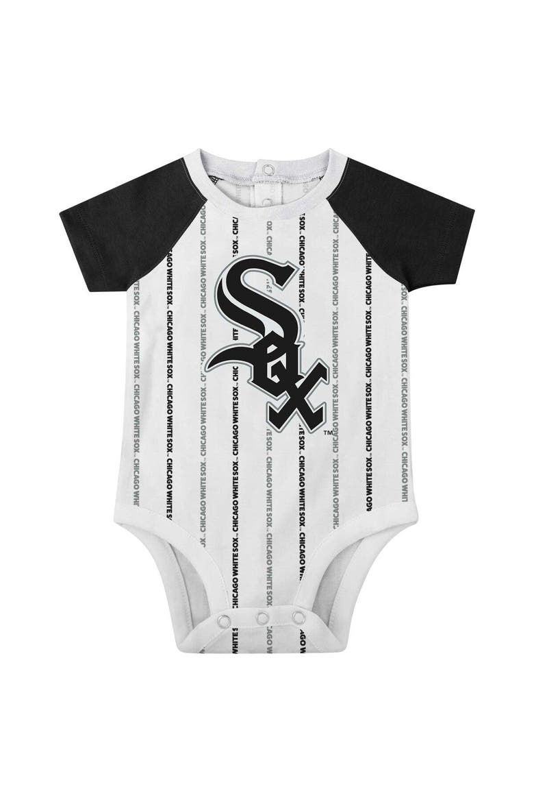 Newborn & Infant White Chicago White Sox Three-Piece Play Ball Raglan Bodysuit Booties & Bib Set, Alternate, color, White