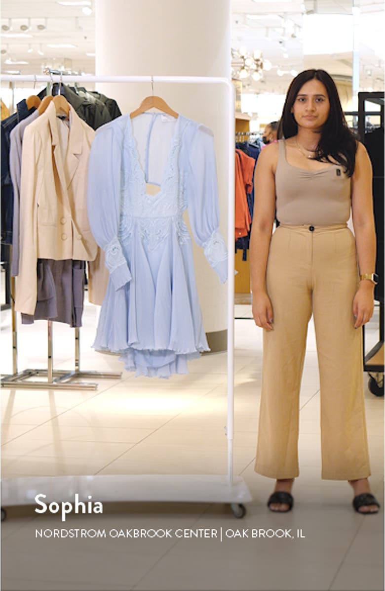 Embroidered Long Sleeve Chiffon Minidress, sales video thumbnail