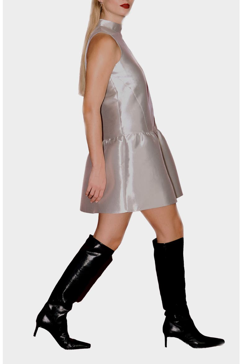 Blaze Sleeveless Satin Minidress, Alternate, color, SILVER
