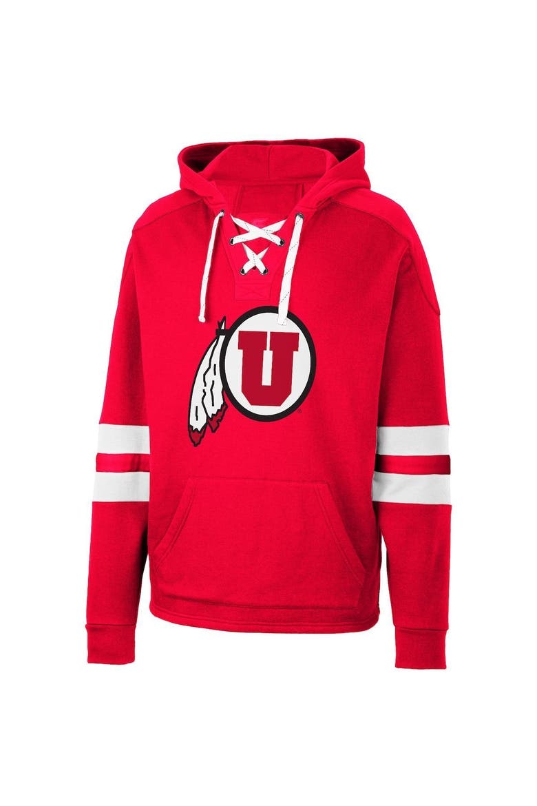 Men's Colosseum Red Utah Utes Lace-Up 4.0 Pullover Hoodie, Alternate, color, Red