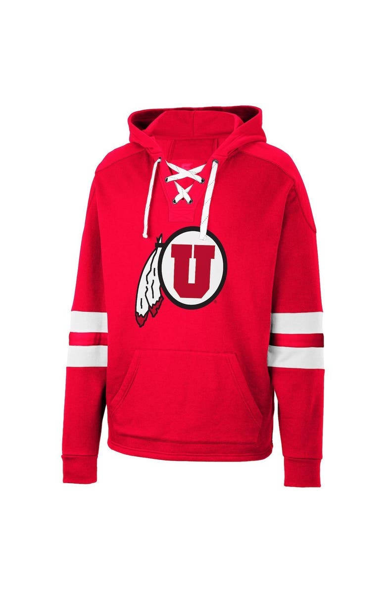 COLOSSEUM Men's Colosseum Red Utah Utes Lace-Up 4.0 Pullover Hoodie, Alternate, color, 
