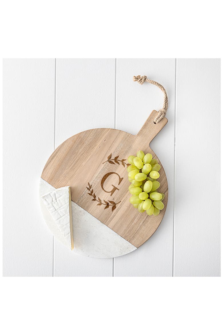 Monogram Acacia & Marble Cutting Board, Alternate, color, BLANK