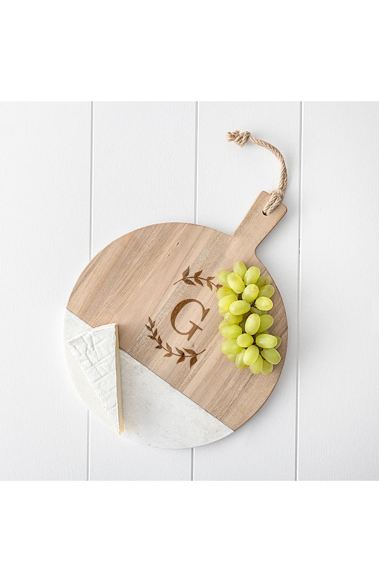 Cathy's Concepts Monogram Acacia & Marble Cutting Board, Alternate, color,