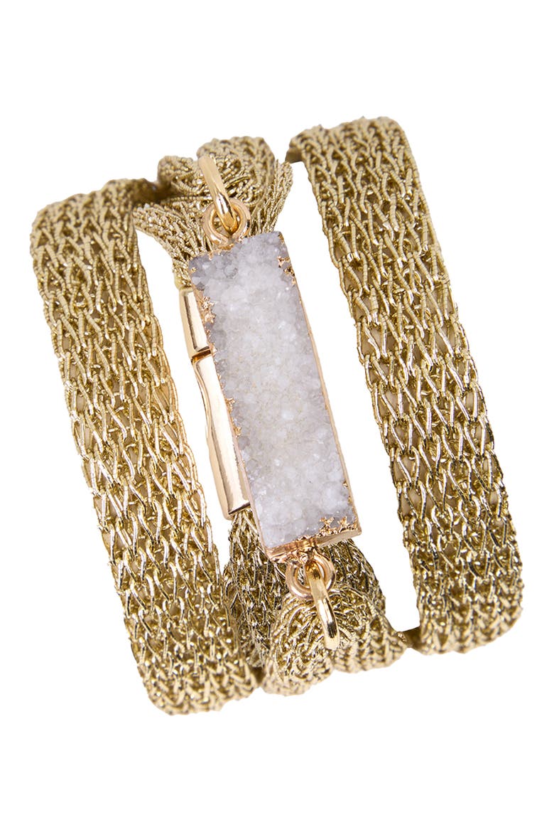 Druzy Mesh Chain Bracelet, Main, color, GOLD