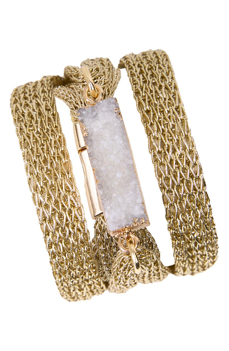 SAACHI Druzy Mesh Chain Bracelet, Main, color, Gold